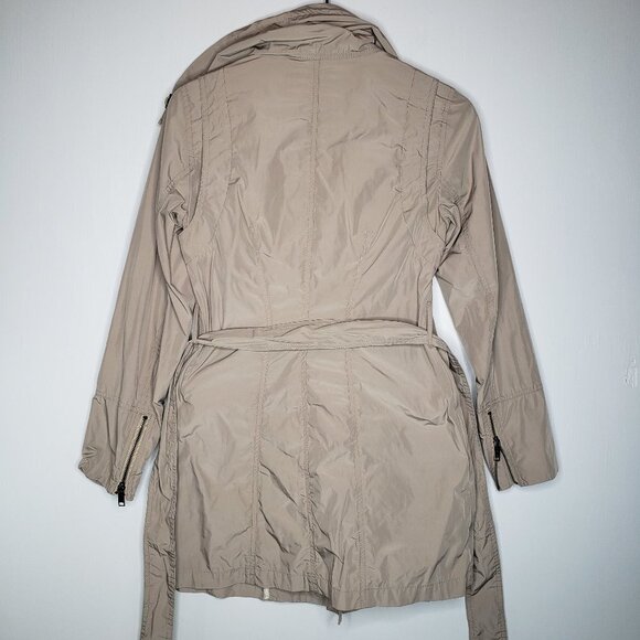 Eddie Bauer Lightweight Belted Peacoat Jacket XS Beige‎ Khaki Button - Picture 6 of 7